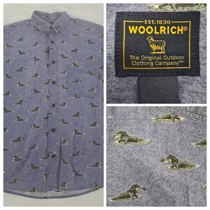 Woorich All Over Print Hunting Dog Button Up Shirt Mens XL Blue Casual Pocket